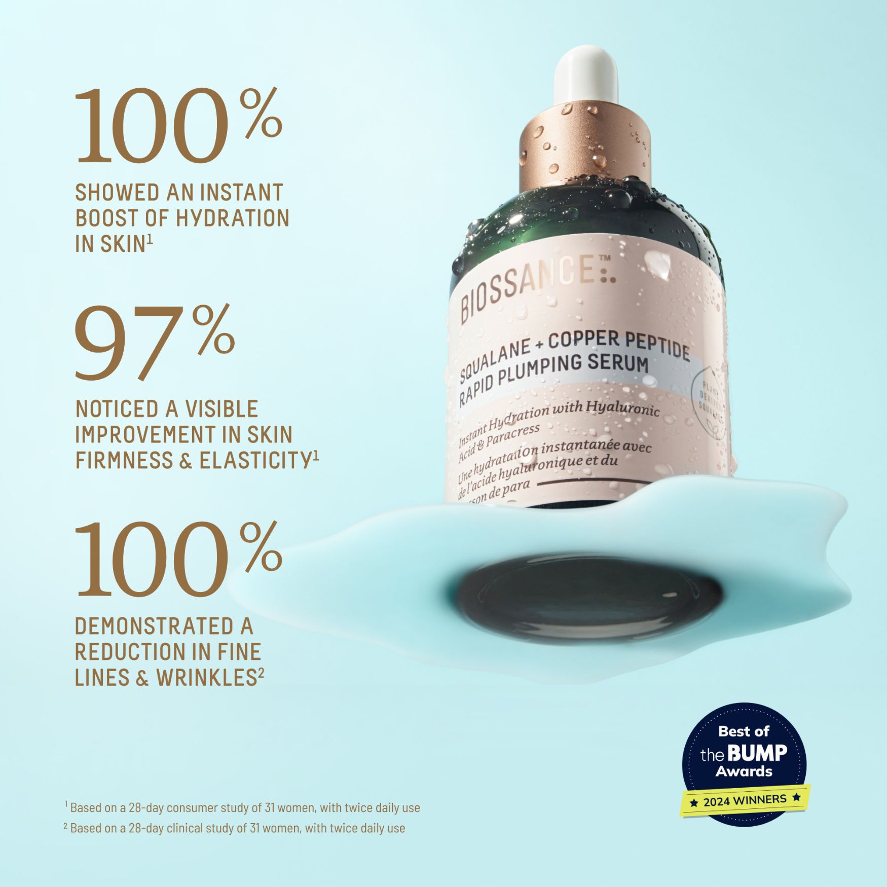 Biossance Squalane + Copper Peptide Rapid Plumping Serum | Space NK
