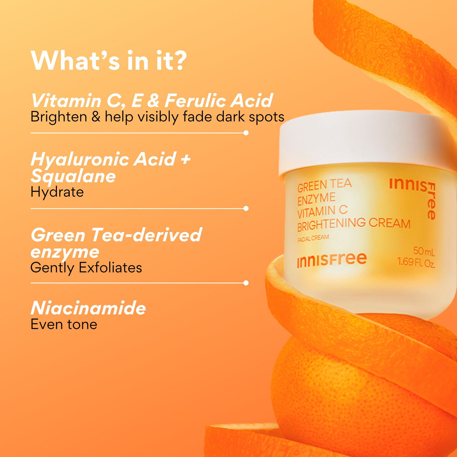 Innisfree Green Tea Enzyme Vitamin C Brightening Cream | Space NK