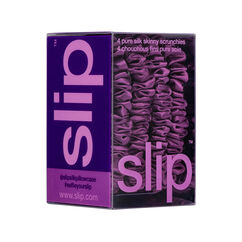 Pure Silk Skinny Scrunchies - Dark Purple, , large, image3