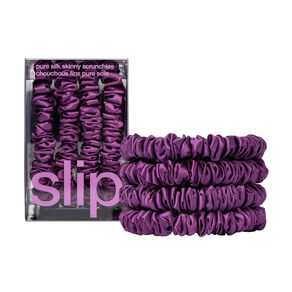 Pure Silk Skinny Scrunchies - Dark Purple