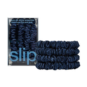 Pure Silk Skinny Scrunchies - Navy