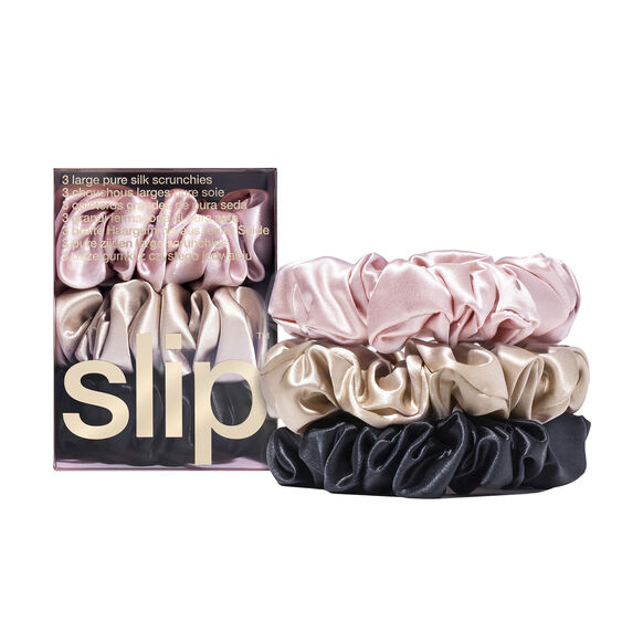 Pure Silk Large Scrunchies - Multi, BLACK, PINK, CARAMEL, large, image1