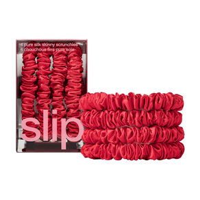 Pure Silk Skinny Scrunchies - Red