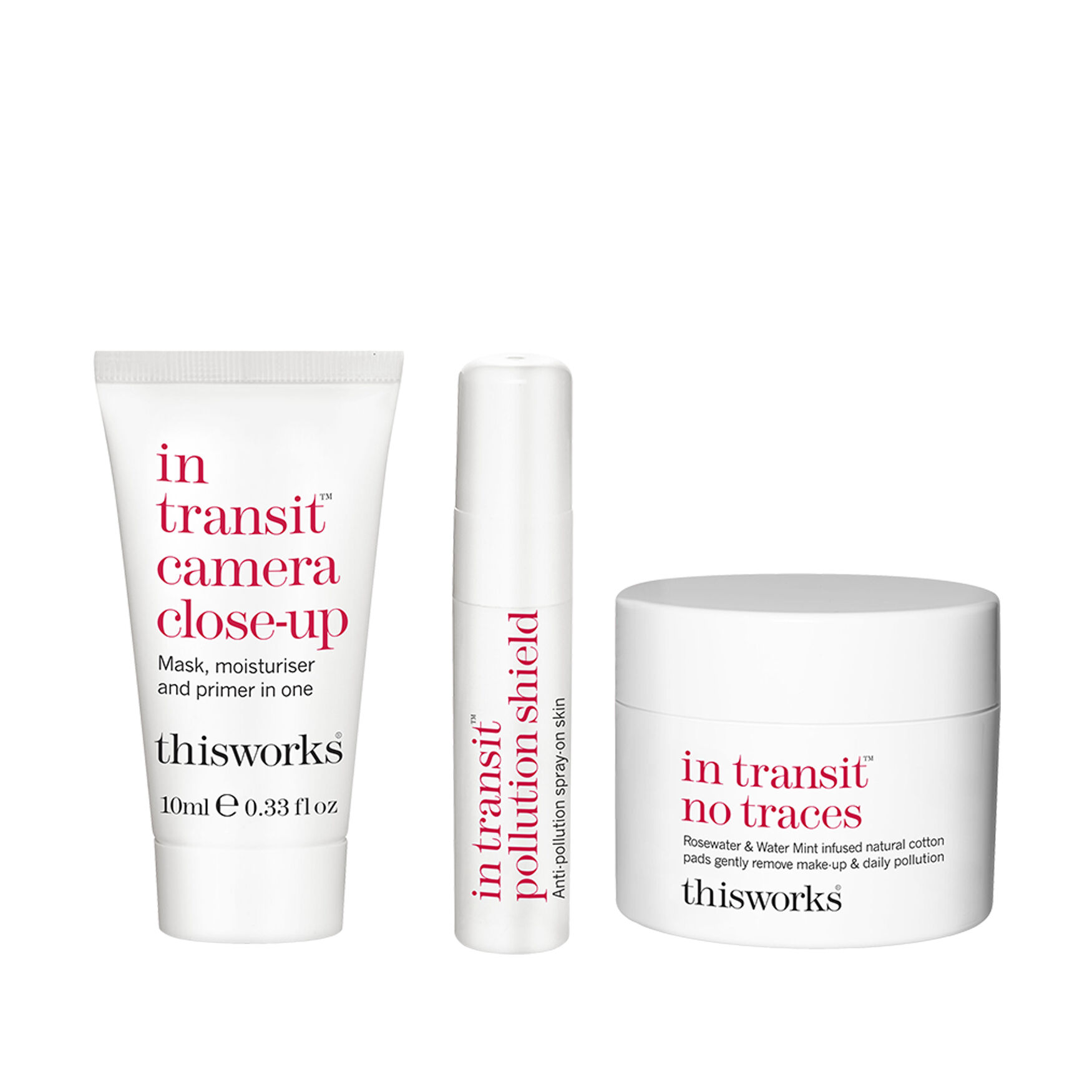 This Works In Transit Commuter Skincare Kit Space Nk Creates a invisible physical barrier against atmospheric pollution. space nk