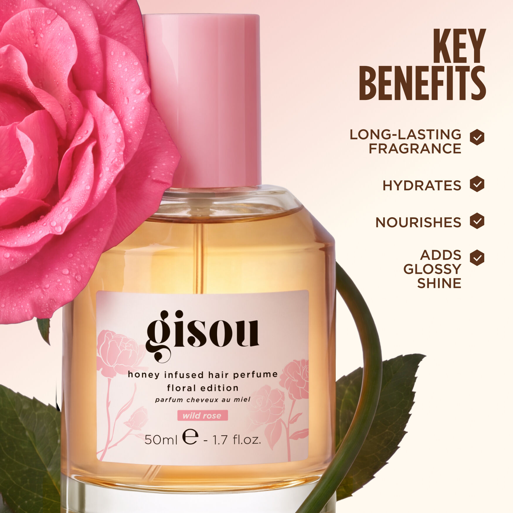 Gisou Honey Infused Hair Perfume - Wild Rose | Space NK