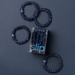 Pure Silk Skinny Scrunchies - Navy, , large, image4