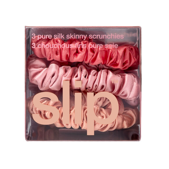 Pure Silk Skinny Scrunchie Trio &ndash; Sherbet, , large, image1