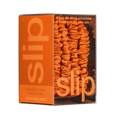 Pure Silk Skinny Scrunchies - Orange, , large, image4
