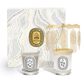 Holiday Carousel - Ambre (Amber) & Feu de Bois (Wood Fire) small candle set