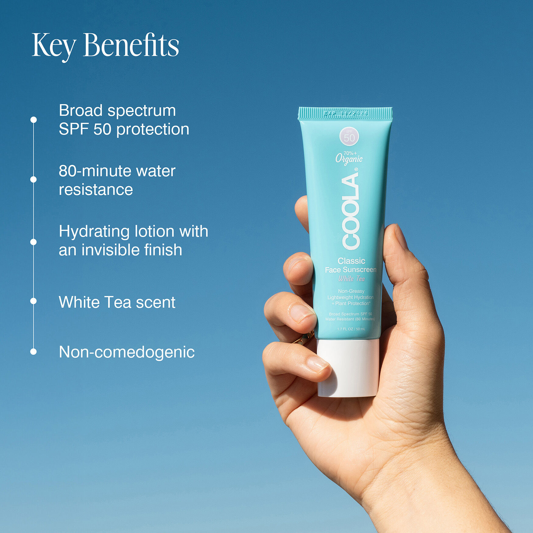 Coola Classic Face Organic Sunscreen Lotion SPF 50 White Tea