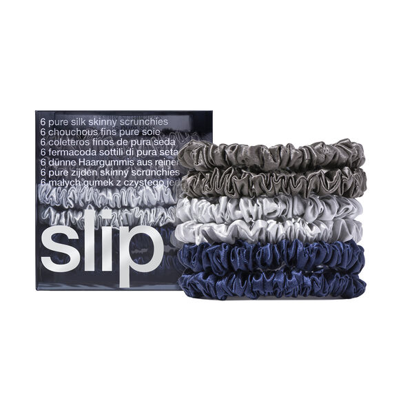 Pure Silk Skinny Scrunchies - Various Colours, MIDNIGHT, large, image1