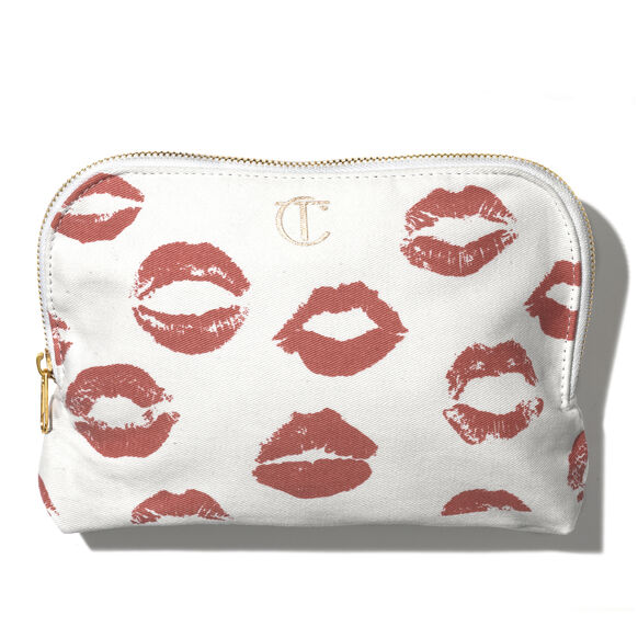 Lip Print Canvas Makeup Bag, , large, image1