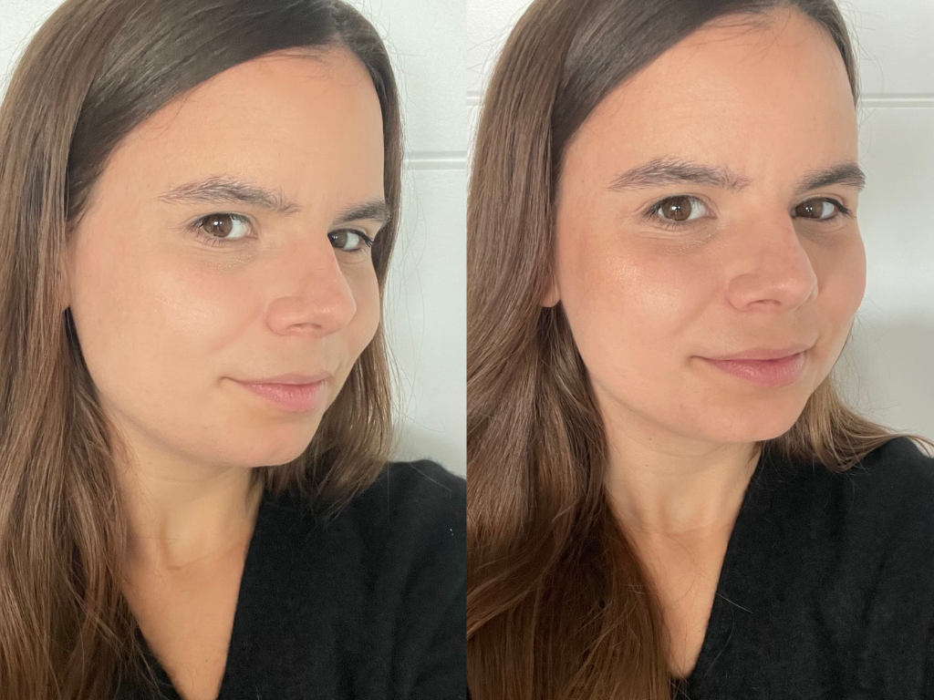 Rare Beauty Highlighter before and after | Space NK