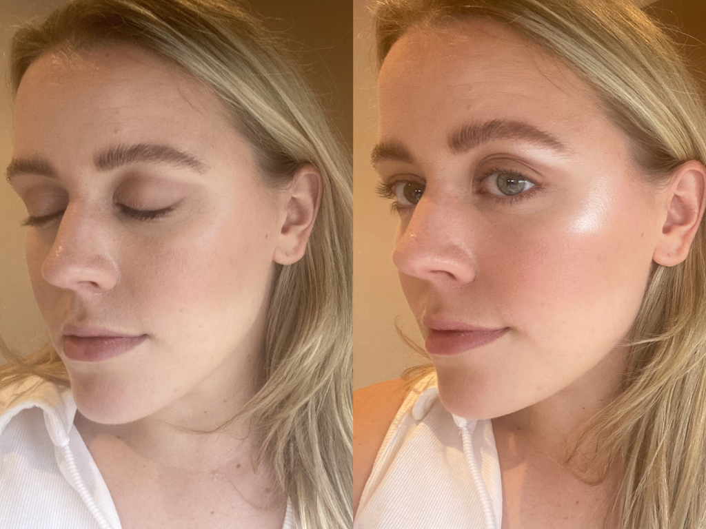 Rare Beauty Highlighter before and after | Space NK