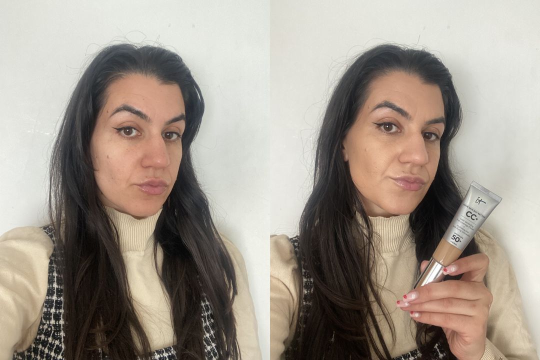 IT Cosmetics CC Cream neutral medium before and after IT Cosmetics CC Cream neutral medium before and after