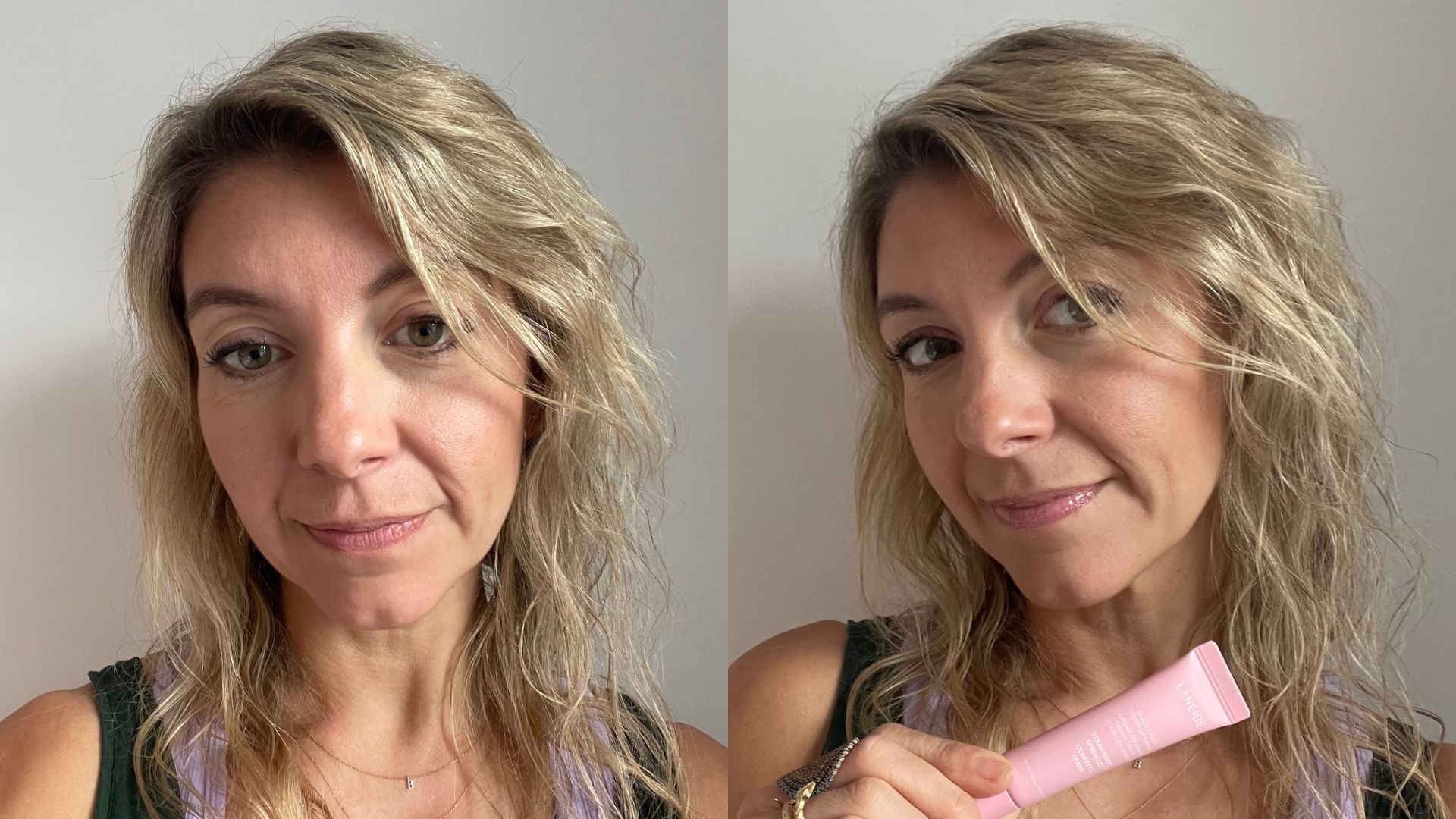 Becci before and after using Laneige Glaze Craze Tinted Lip Serum | Space NK Becci before and after using Laneige Glaze Craze Tinted Lip Serum | Space NK