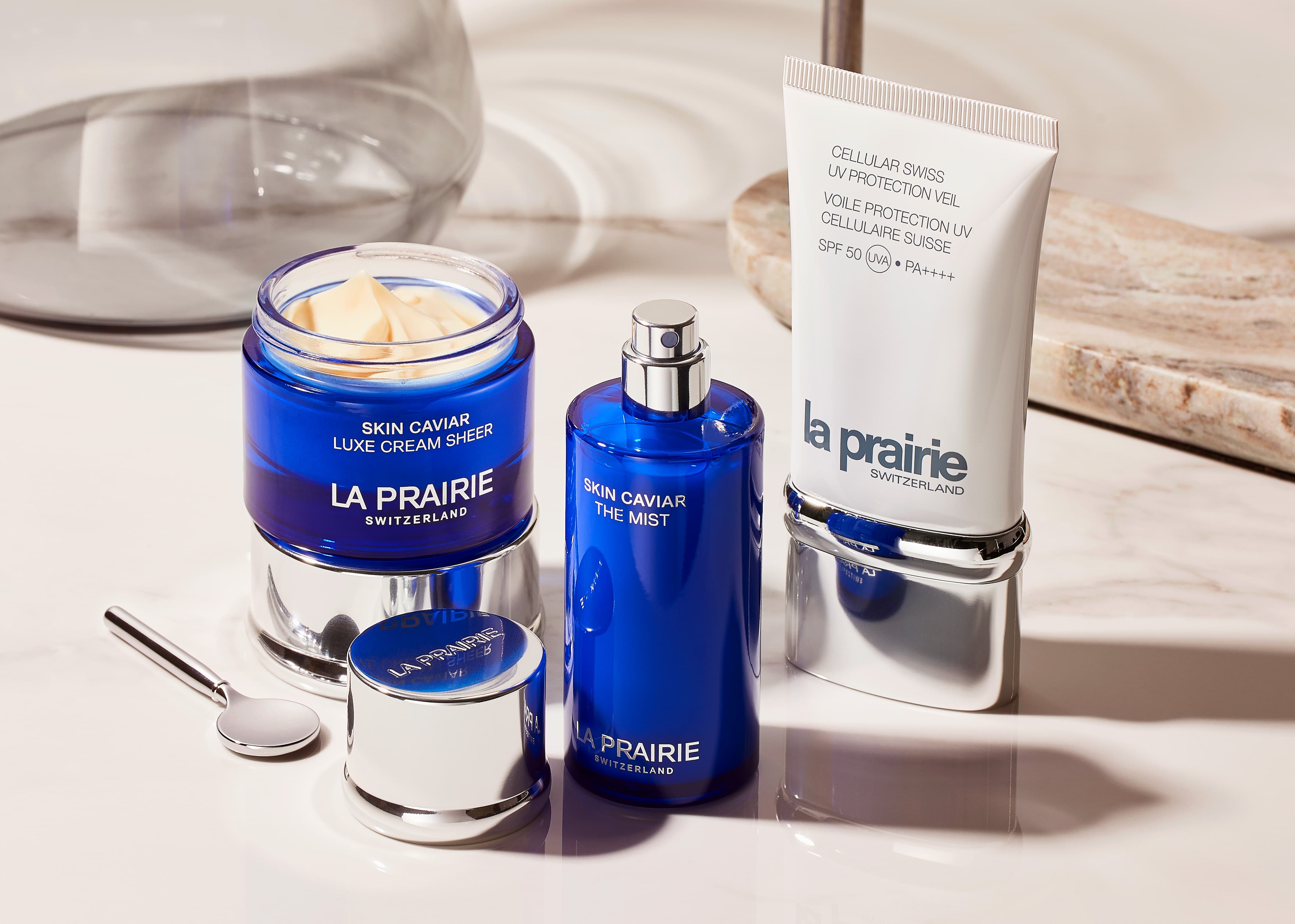 Box De 3 Pinceaux De Maquillage De Luxe La Prairie - Neufs, Fibres Synthétiques, Bleus
