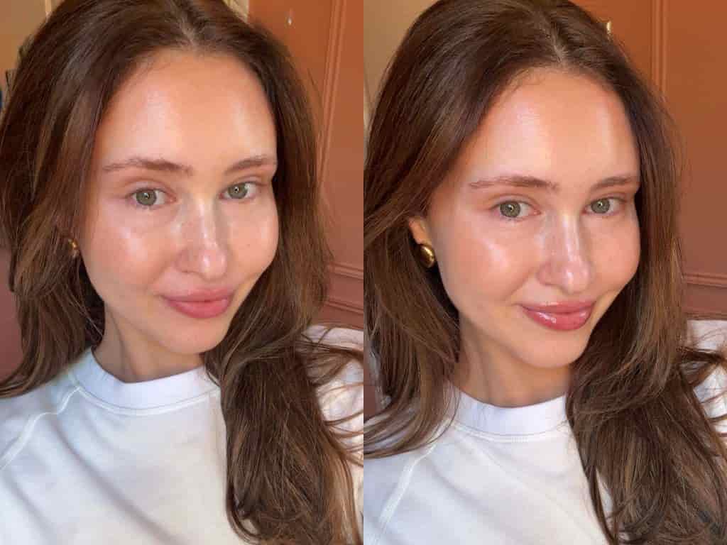 Erin before and after using Laneige Glaze Craze Tinted Lip Serum | Space NK Erin before and after using Laneige Glaze Craze Tinted Lip Serum | Space NK