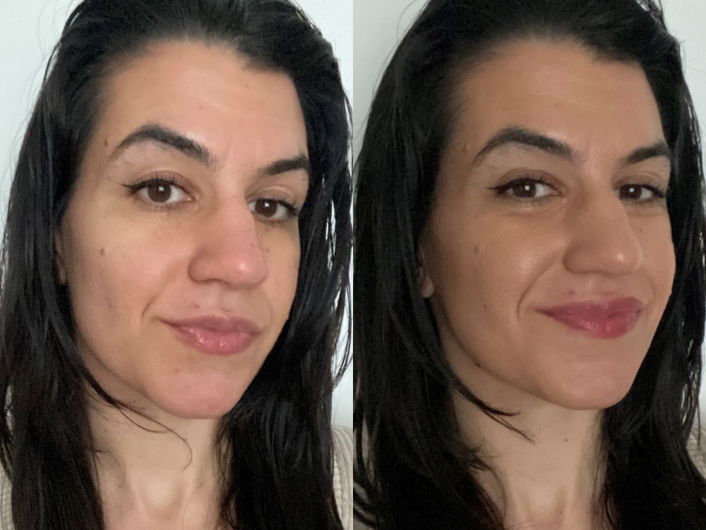 Vanessa's before and after Ilia Skin Tint | Space NK