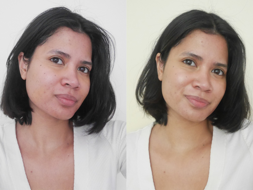 Before and after Ultra Violette Queen Screen Glow Drops Illuminating | Space NK