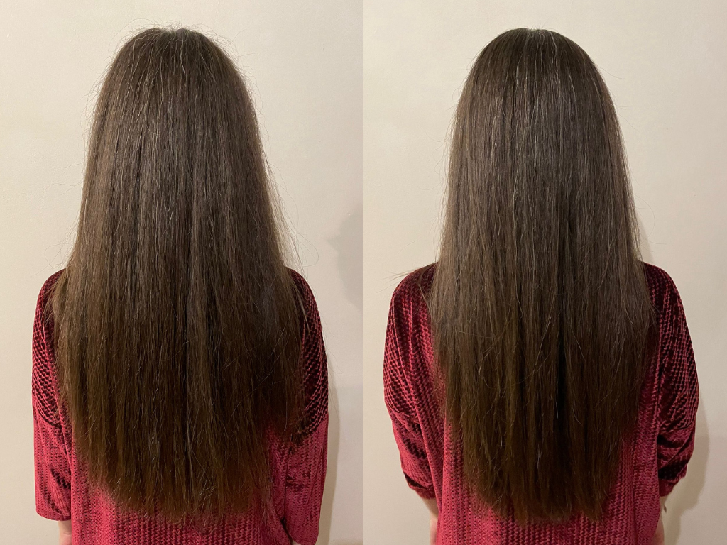 Before and after Olaplex hair oil | Space NK