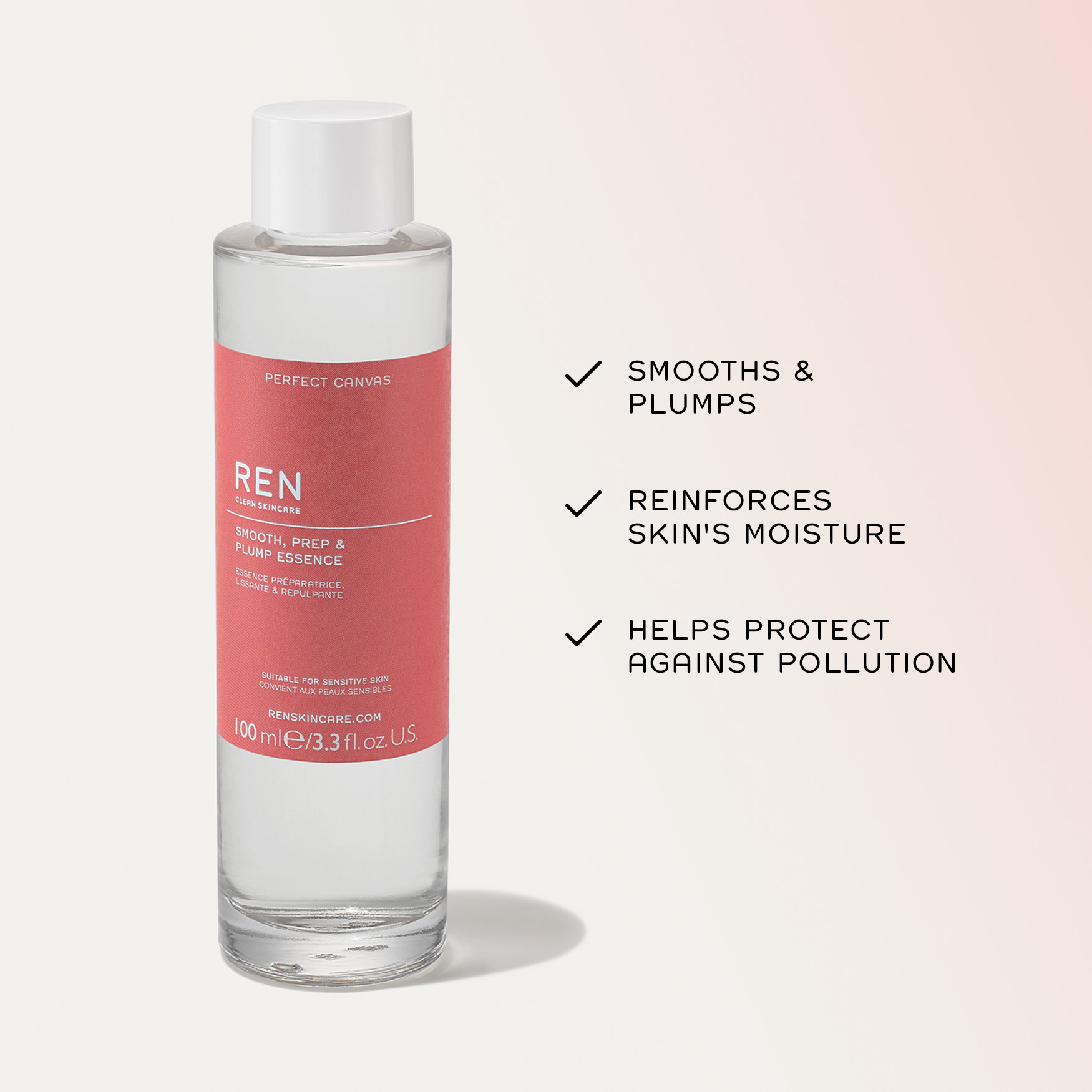 Ren Clean Skincare Perfect Canvas Smooth, Prep & Plump Essence