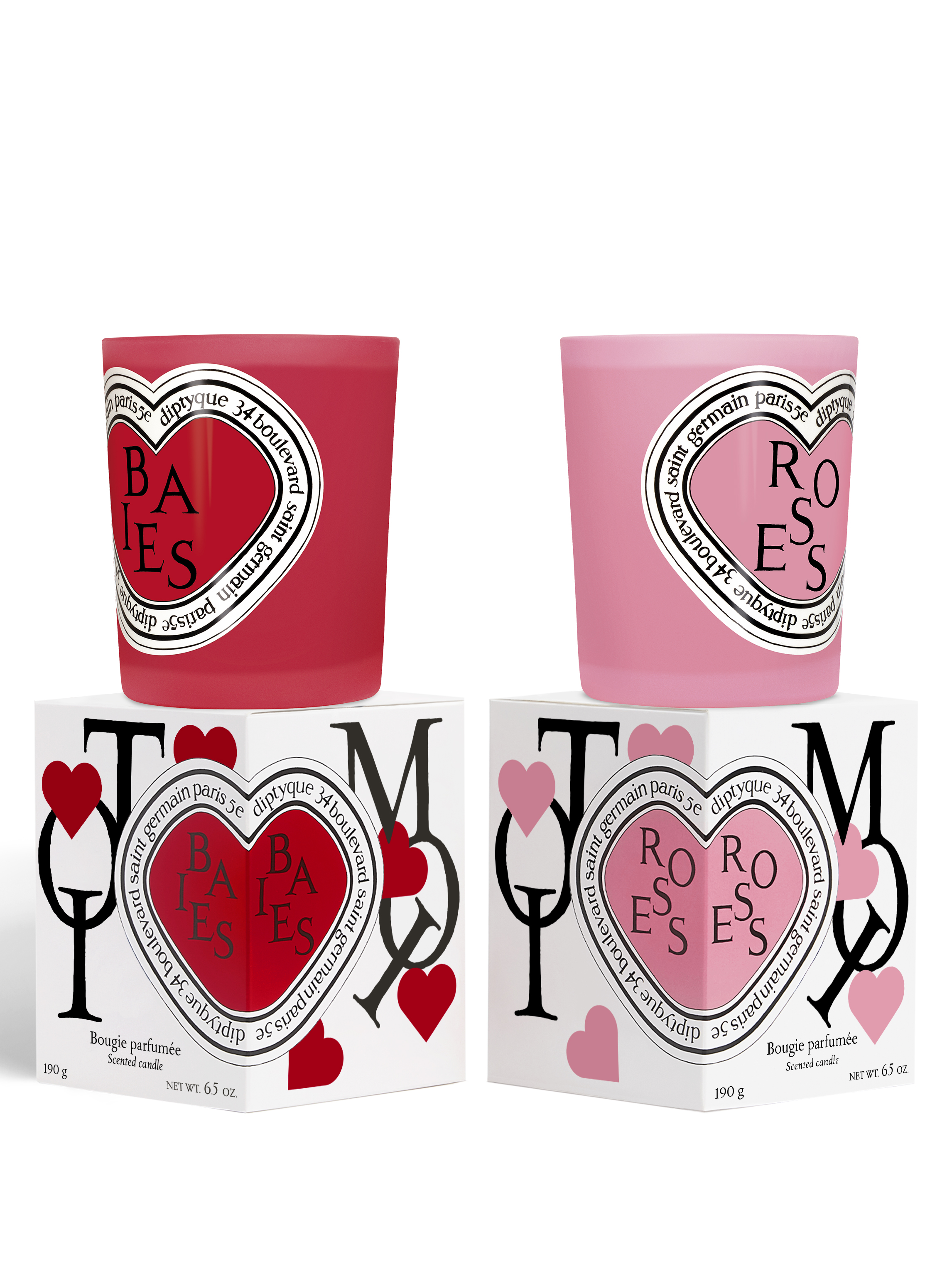 Diptyque Valentines Day Baies and Roses Candle Duo Set 2x190g | Space NK