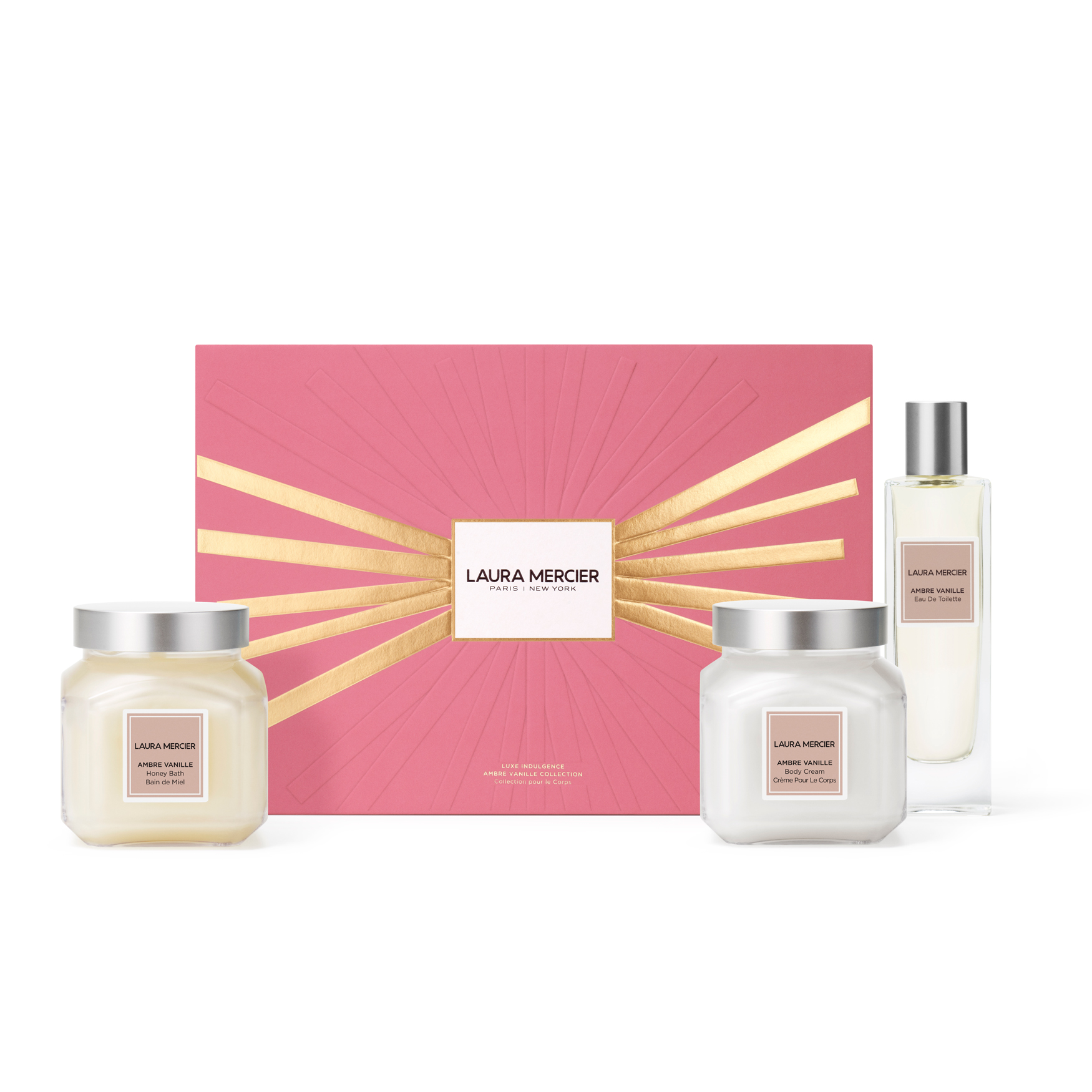 その他 LAURA MERCIER MINI AMBRE VANILLE SET Laura Mercier Grand Indulgence Ambre Vanille Collection 3 Piece