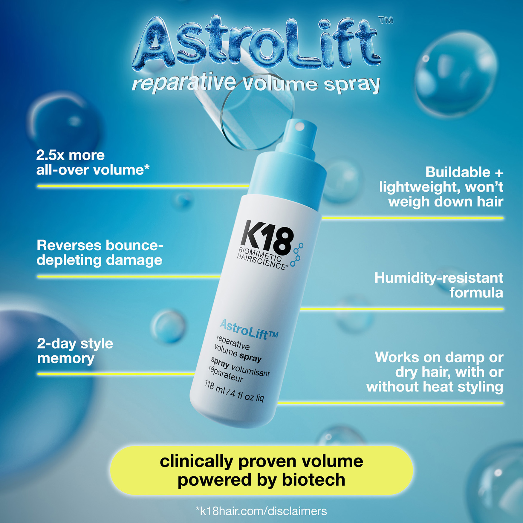 K18 HAIR AstroLift Reparative Volume Spray | Space NK
