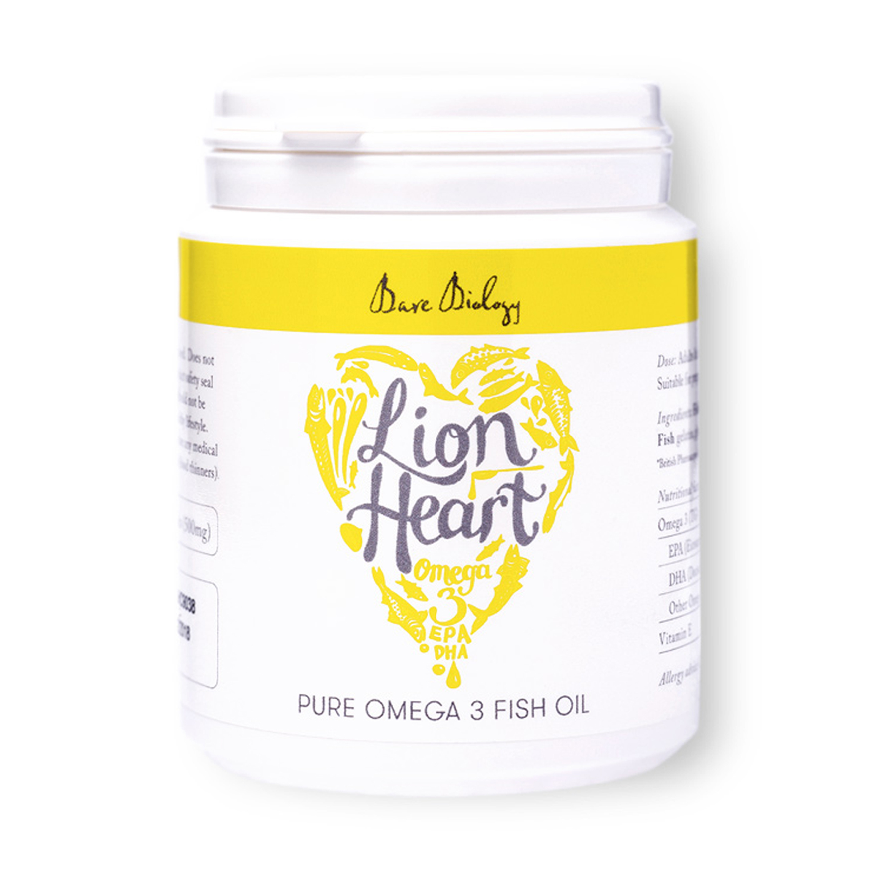 Bare Biology Lion Heart huile de poisson oméga-3 avec vitamine D3