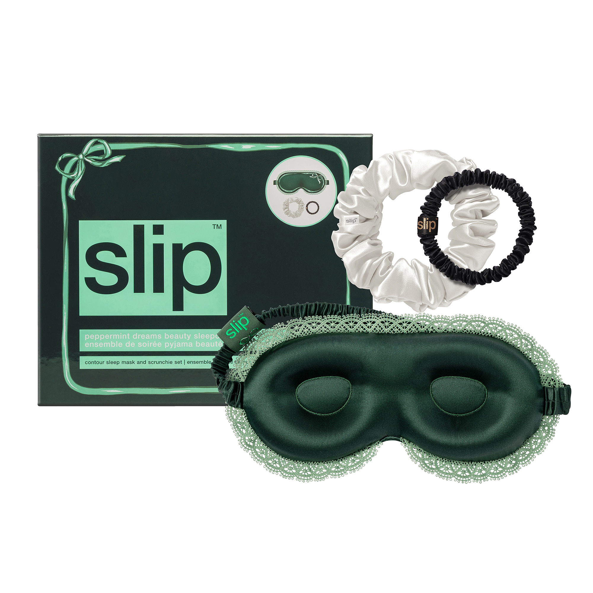 SLEEPINSTANT sleeping pack 150g★新品未使用★ Slip Pure Silk Beauty Sleepover Set With Lace Trim - Peppermint