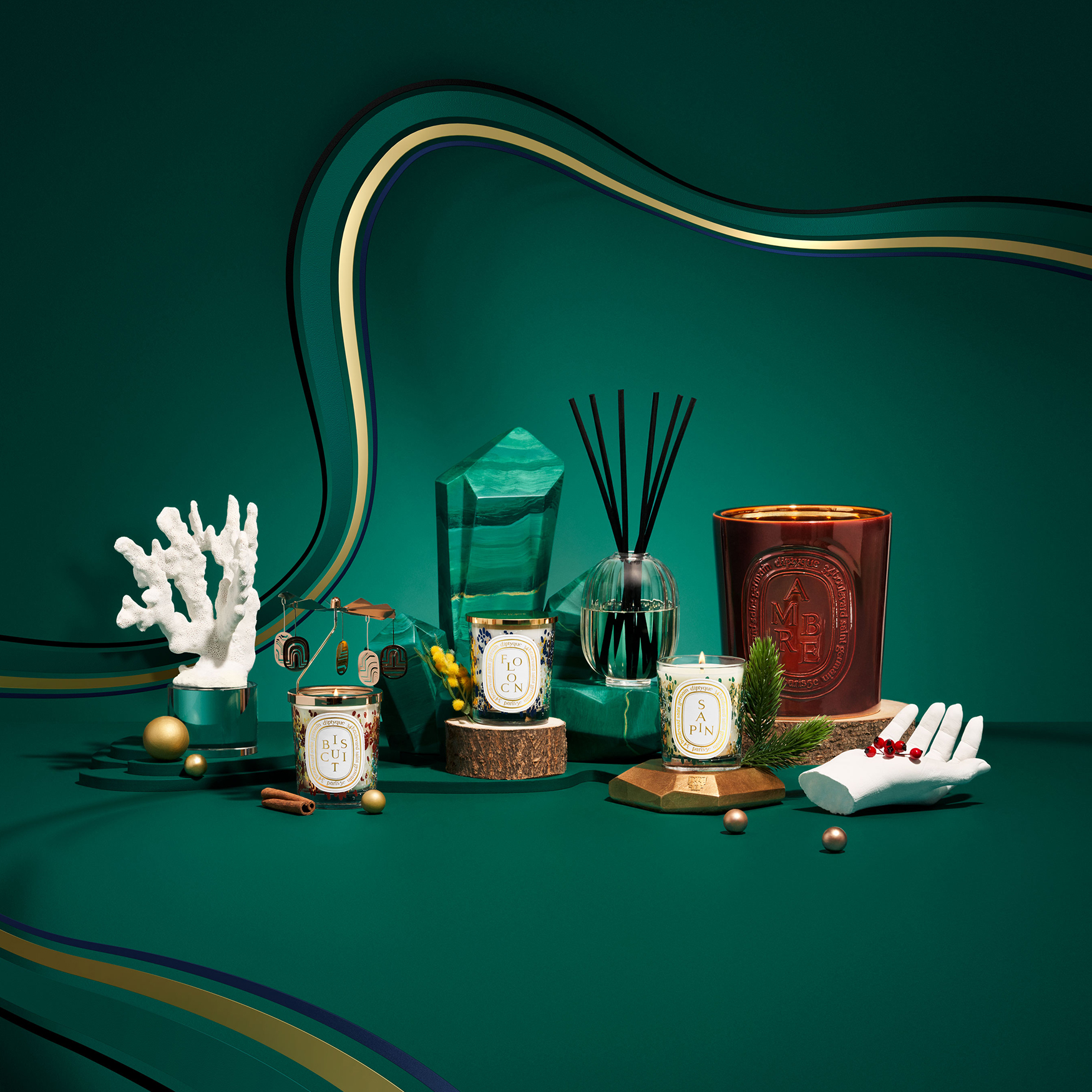 商品画像：Diptyque Flocon Scented Candle | Space NK 1