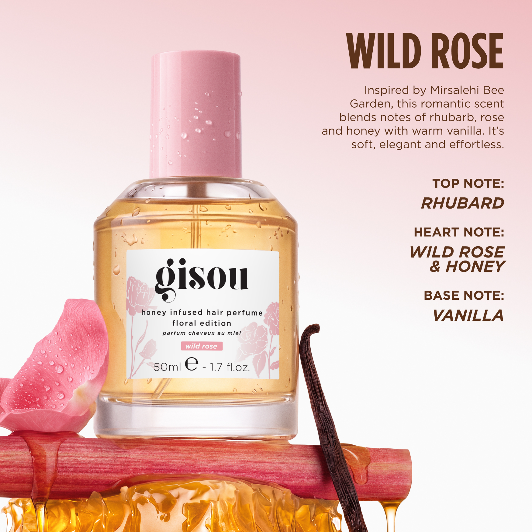 Gisou Honey Infused Hair Perfume - Wild Rose | Space NK