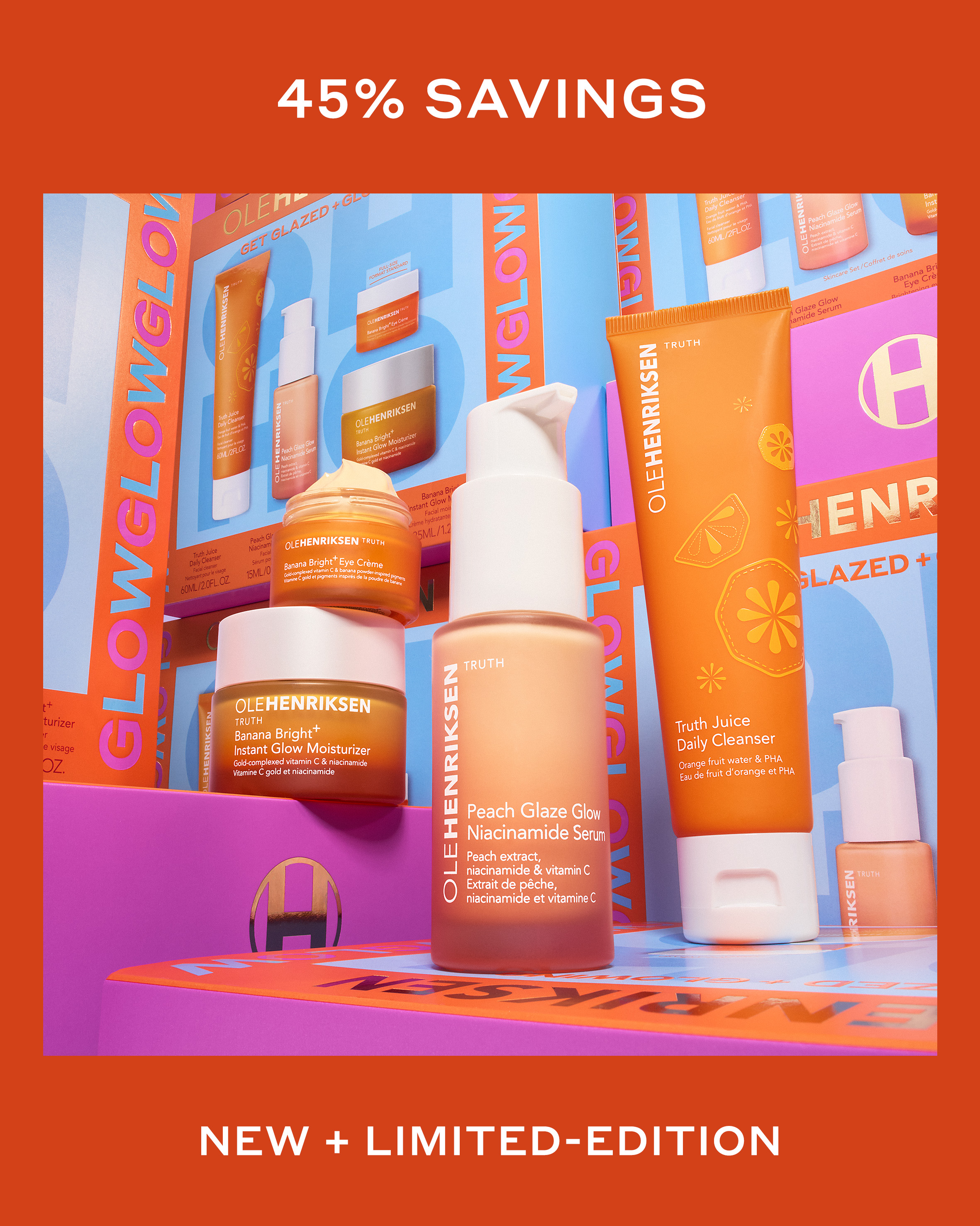 オレリー Lotion, Serum, Night Cream　セット Ole Henriksen Get Glazed + Glowing Skincare Set | Space NK