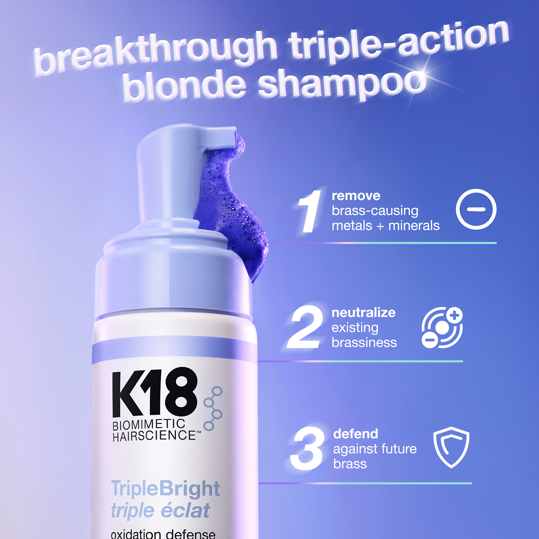 K18 HAIR TripleBright Oxidation Defense Purple Shampoo | Space NK