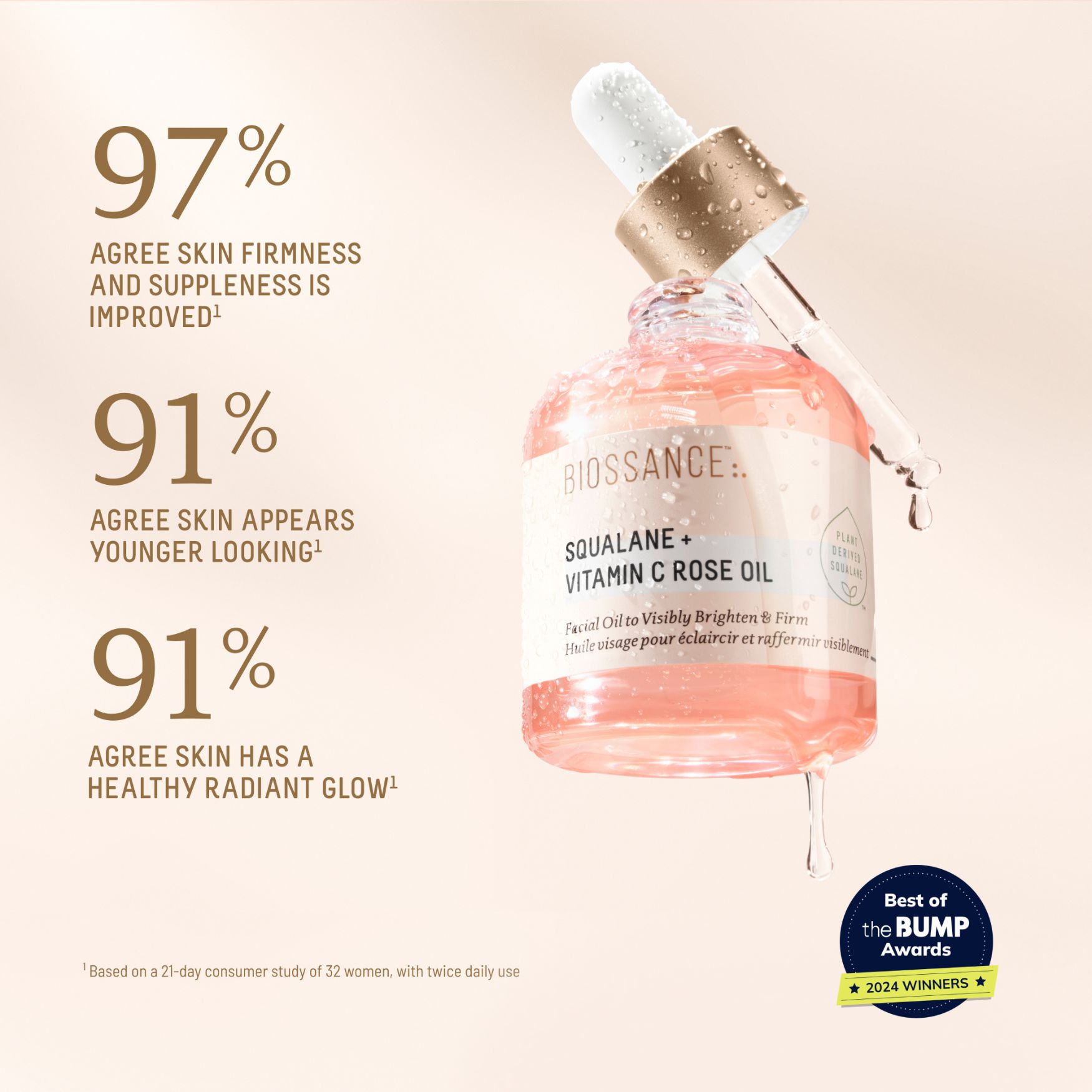 Biossance Squalane + Vitamin C Rose Oil | Space NK