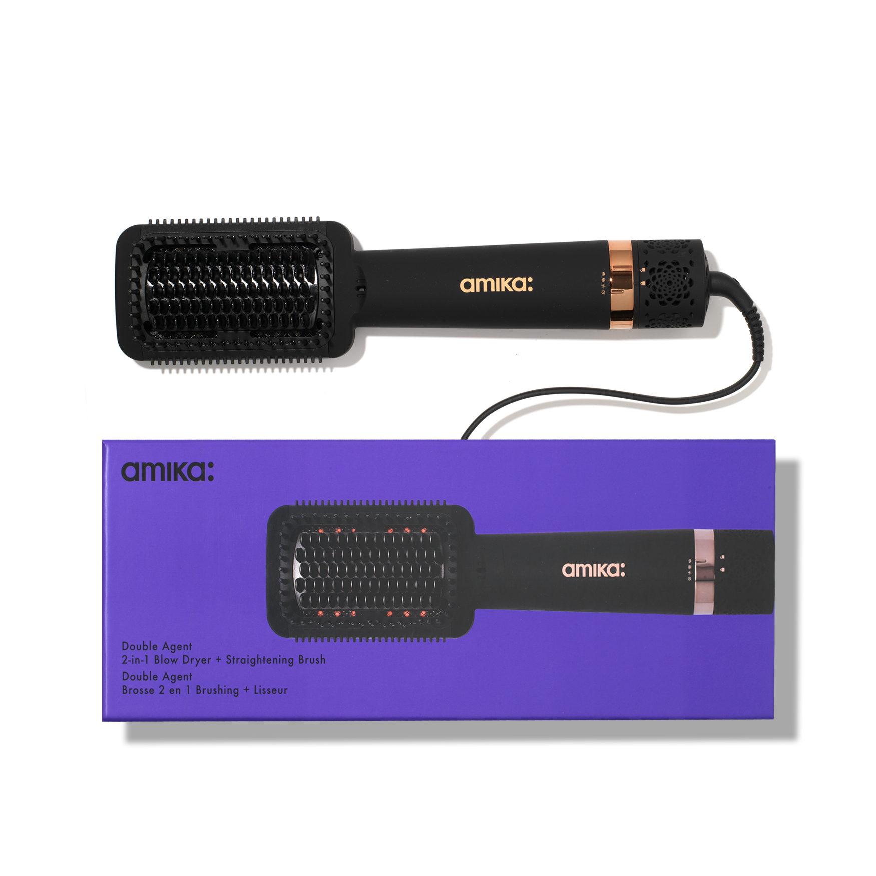 Amika 2-1 Blow Dryer - Straightening Brush Amika Double Agent 2-in-1 Straightening Blow Dryer Brush | eBay main image 4