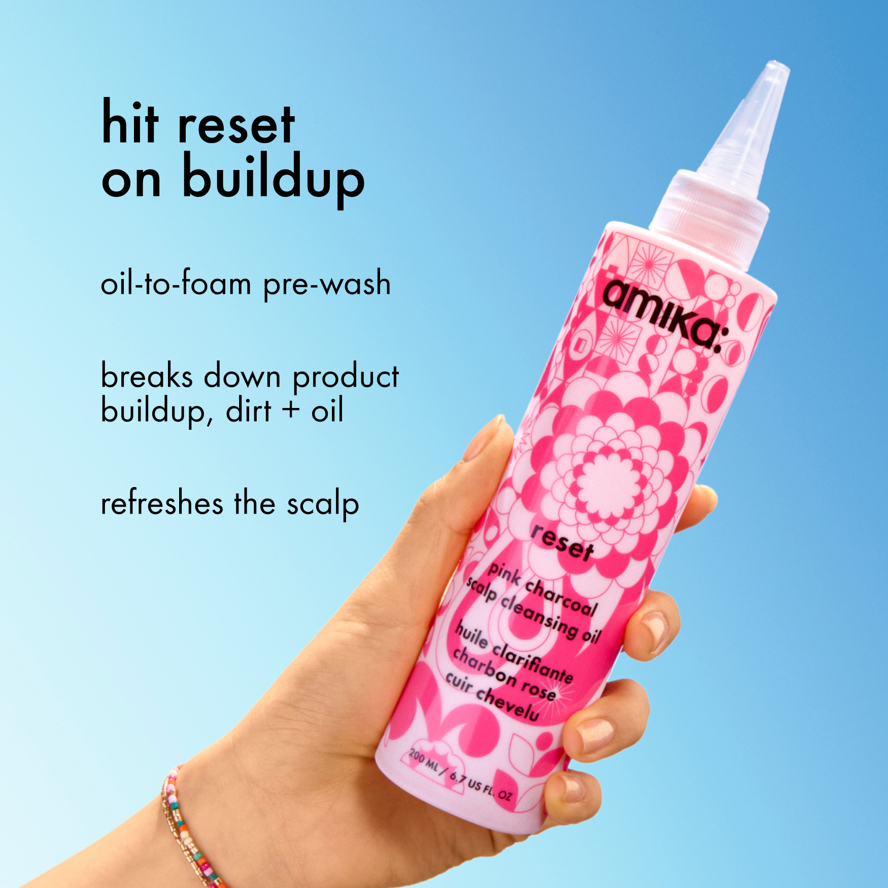 Amika Reset Pink Charcoal Scalp Cleansing Oil | Space NK